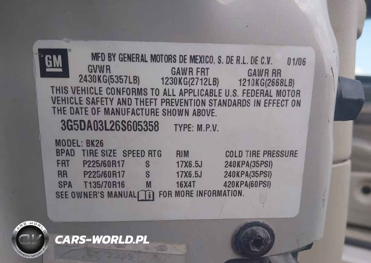 2006 Buick Rendezvous Cx VIN:3G5DA03L26S605358 - 9