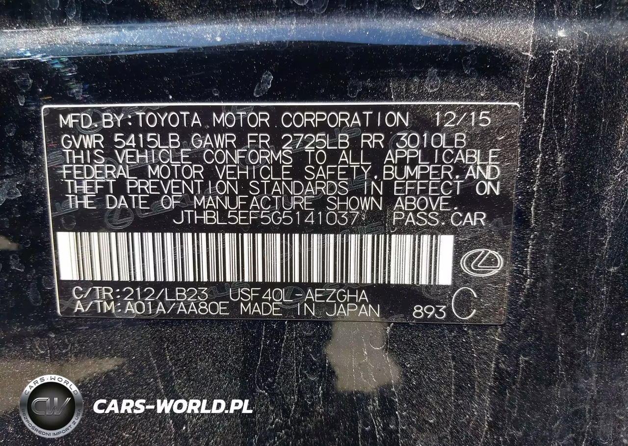 2016 Lexus Ls 460 VIN:JTHBL5EF5G5141037 - 9