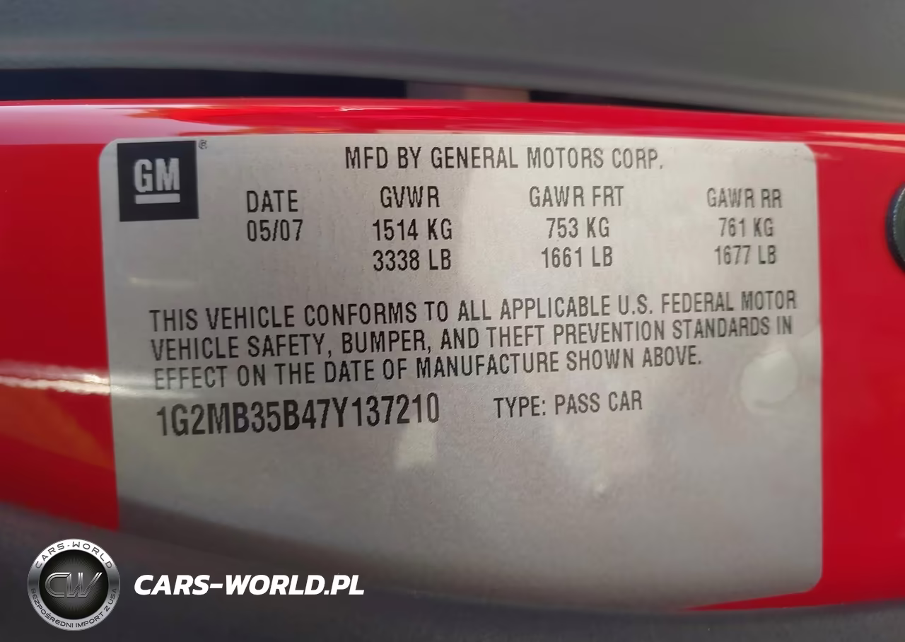 2007 Pontiac Solstice VIN:1G2MB35B47Y137210 - 9