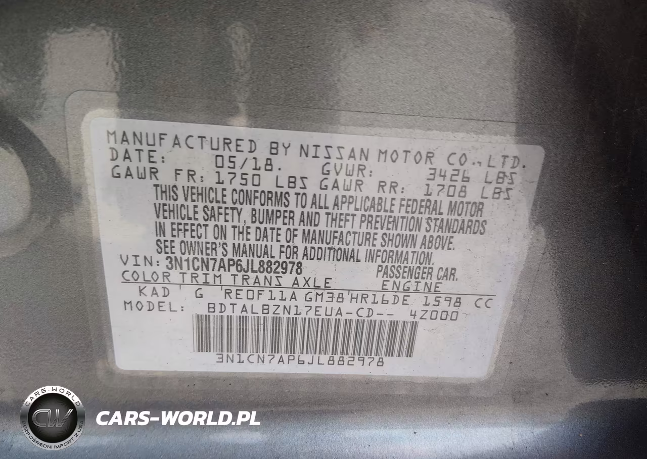 2018 Nissan Versa 1.6 Sv VIN:3N1CN7AP6JL882978 - 9