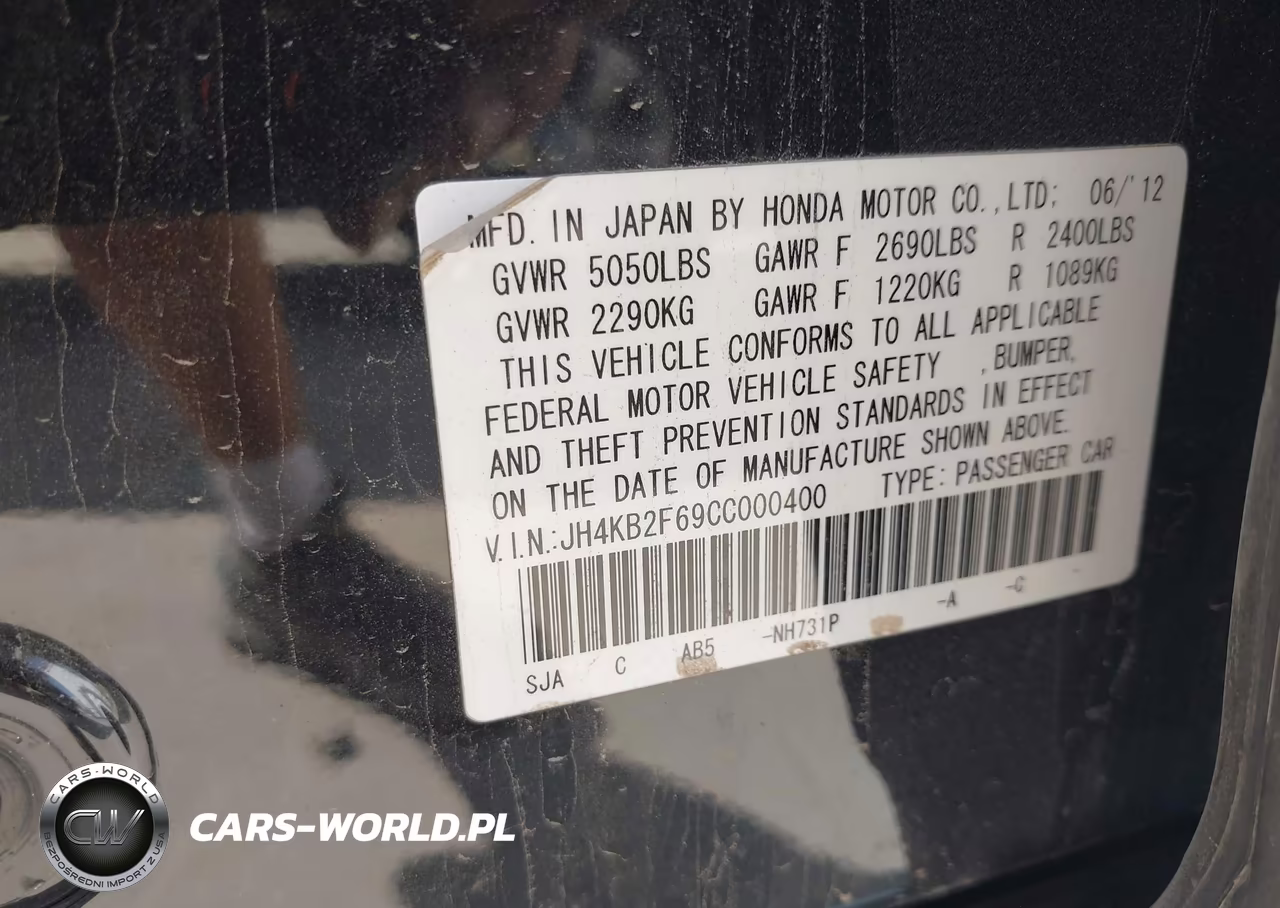 2012 Acura Rl 3.7L Technology Package VIN:JH4KB2F69CC000400 - 9