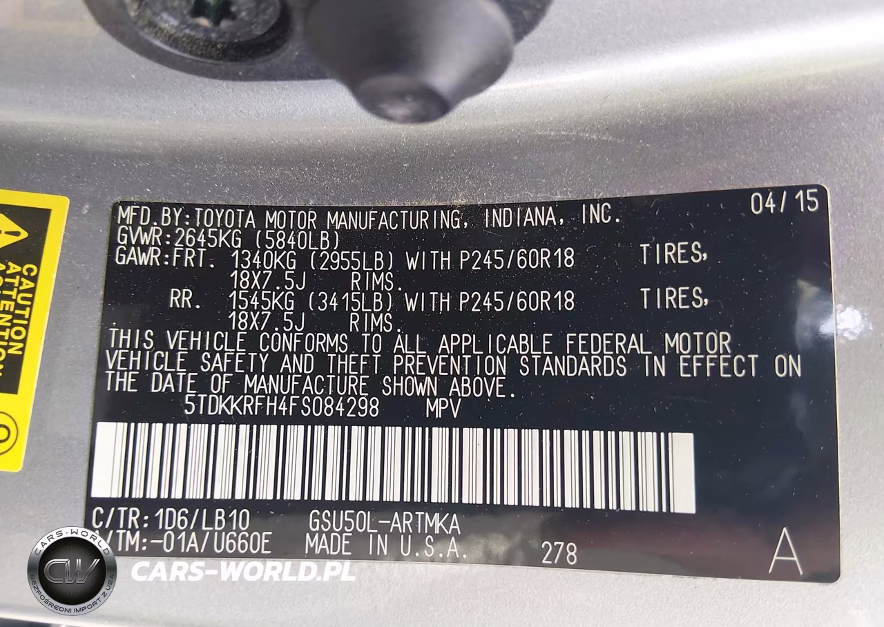 2015 Toyota Highlander Xle V6 VIN:5TDKKRFH4FS084298 - 9