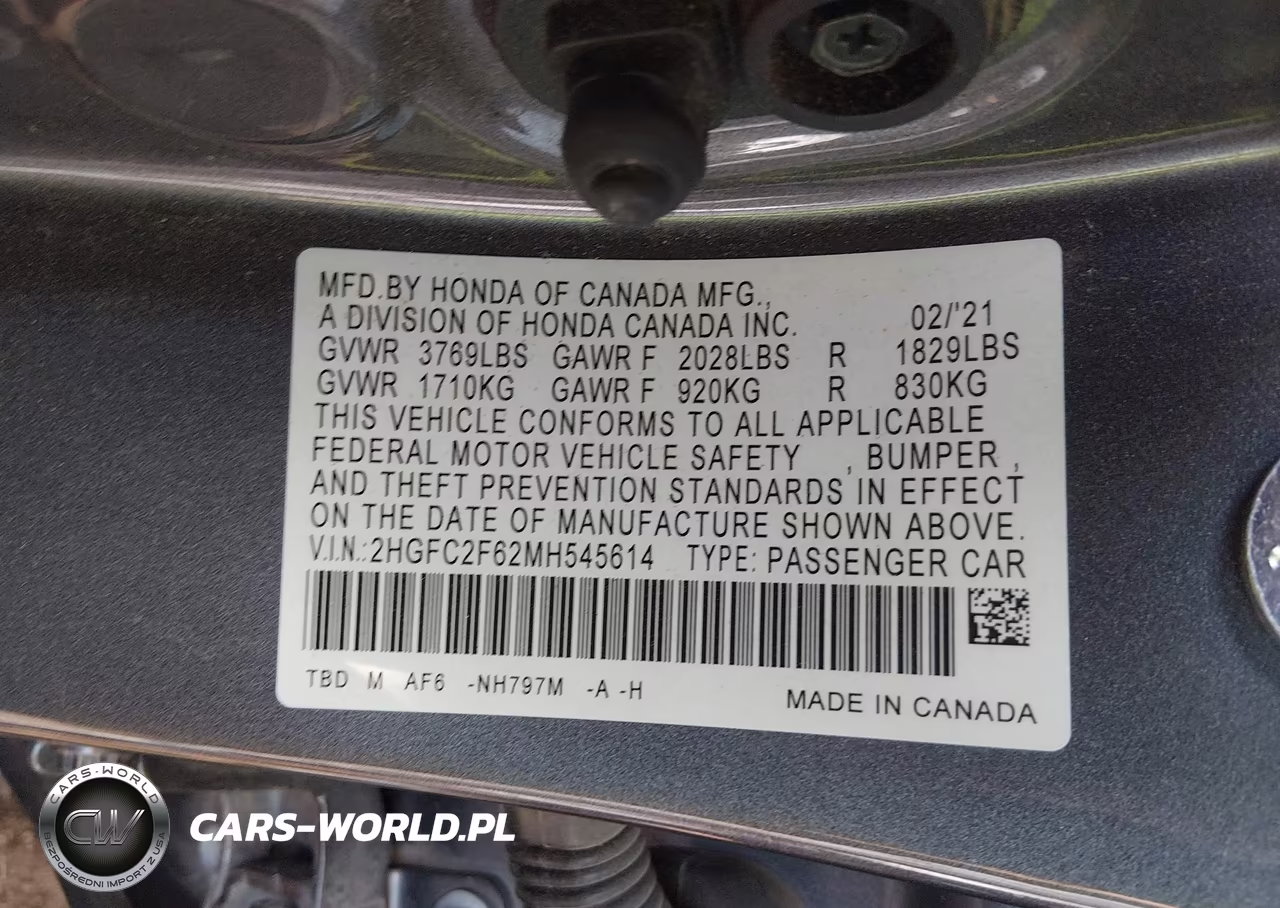 2021 Honda Civic Lx VIN:2HGFC2F62MH545614 - 9