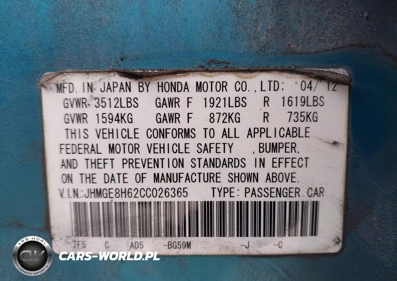 2012 Honda Fit Sport VIN:JHMGE8H62CC026365 - 9