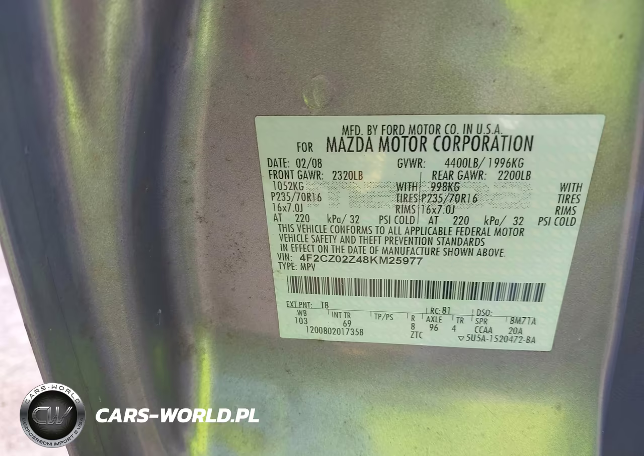 2008 Mazda Tribute I Grand Touring VIN:4F2CZ02Z48KM25977 - 9