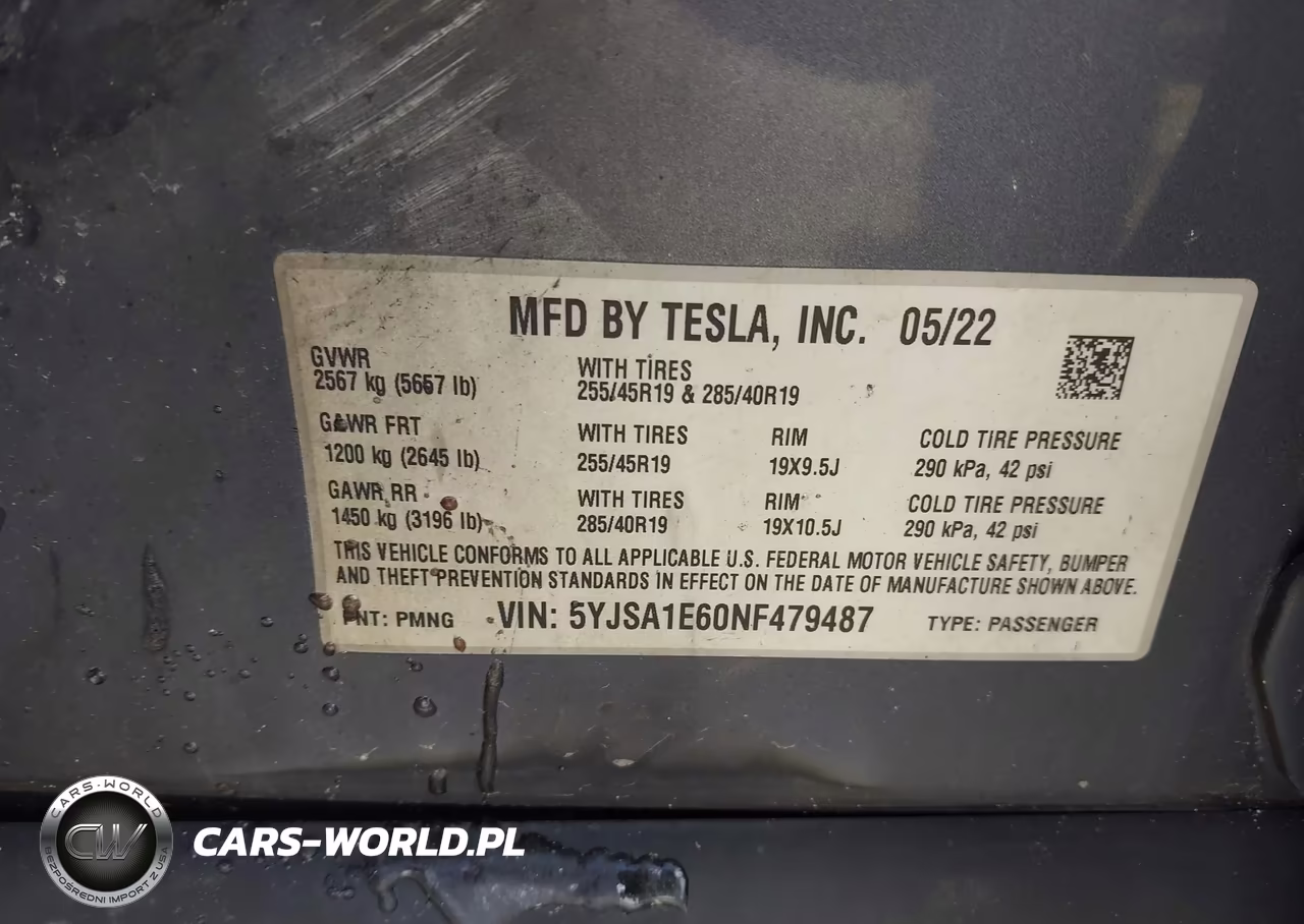 2022 Tesla Model S Plaid Tri Motor All-Wheel Drive VIN:5YJSA1E60NF479487 - 9