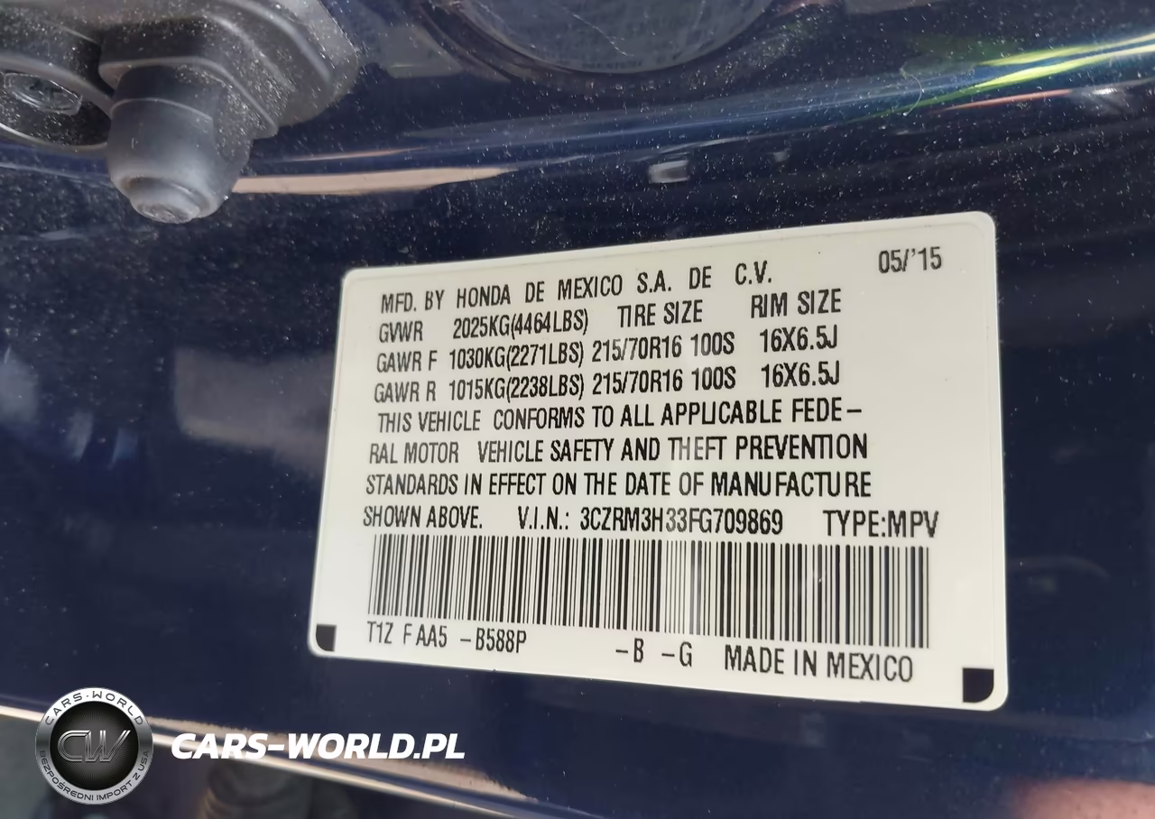 2015 Honda Cr-V Lx VIN:3CZRM3H33FG709869 - 9