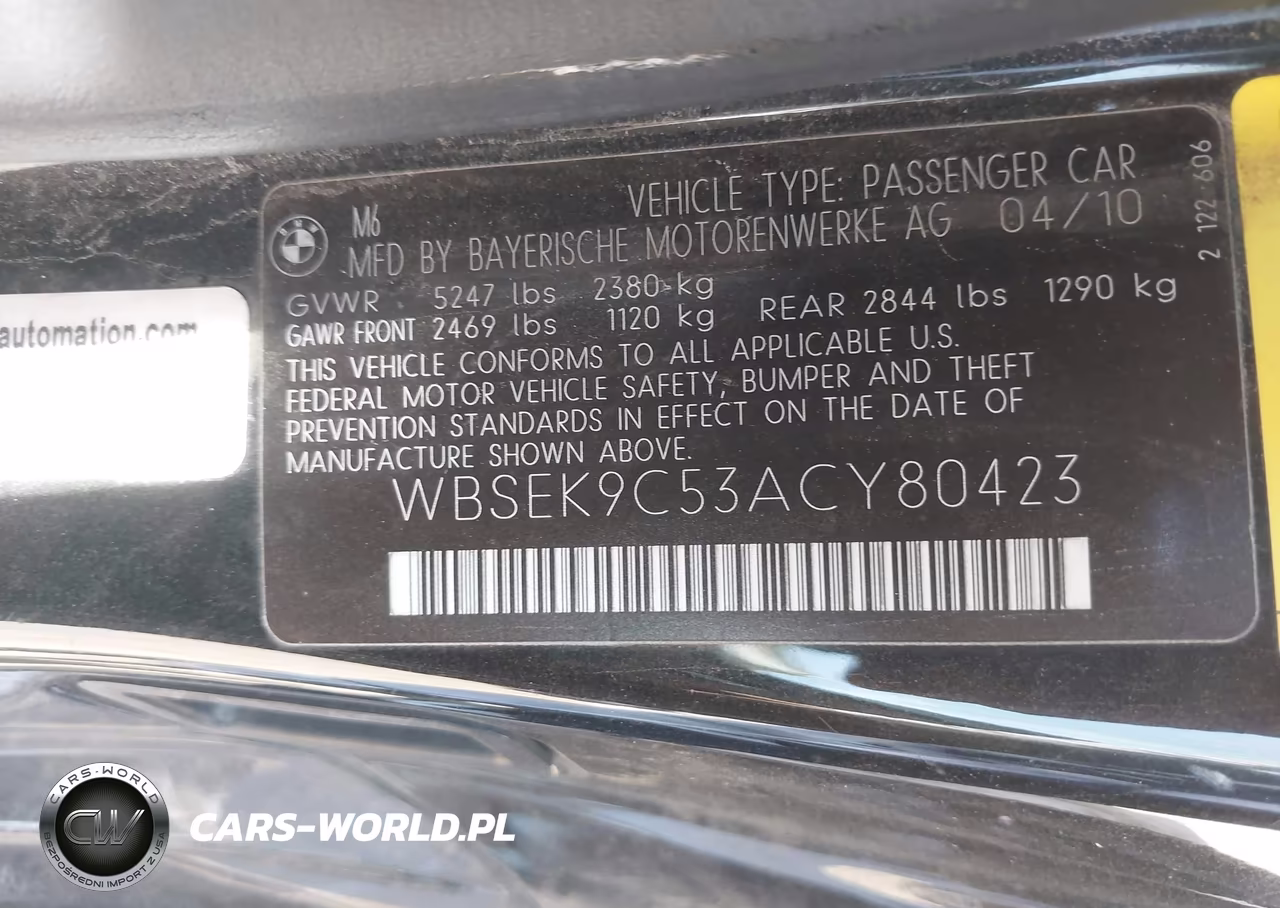 2010 BMW M6 VIN:WBSEK9C53ACY80423 - 9