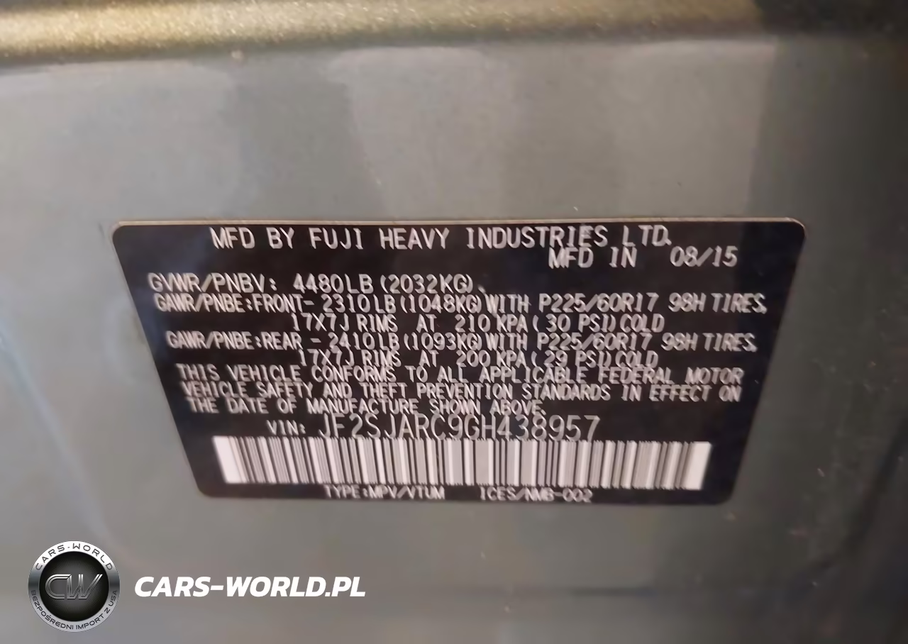 2016 Subaru Forester 2.5I Limited VIN:JF2SJARC9GH438957 - 9