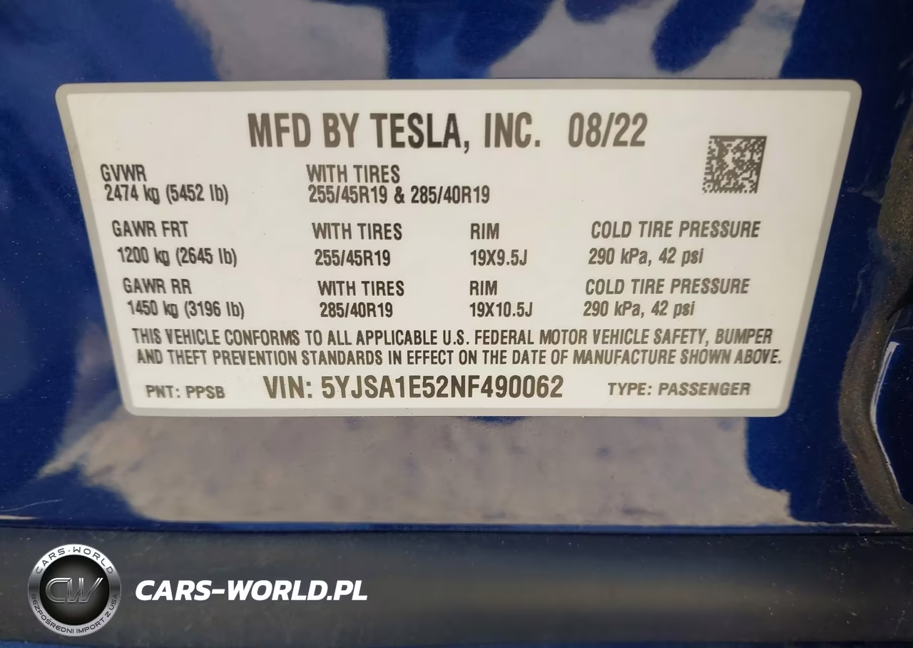 2022 Tesla Model S Dual Motor All-Wheel Drive VIN:5YJSA1E52NF490062 - 9
