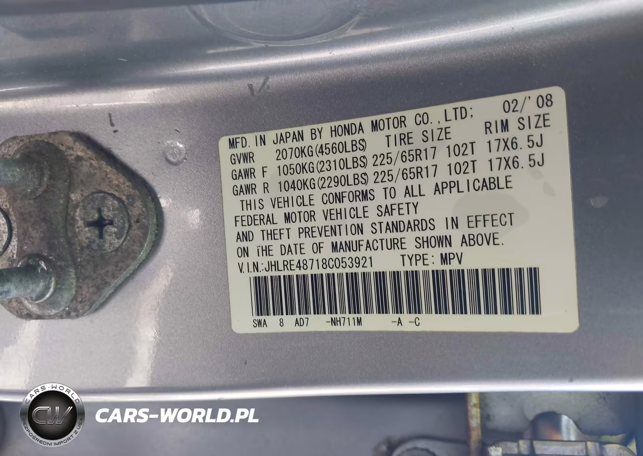 2008 Honda Cr-V Ex-L VIN:JHLRE48718C053921 - 9