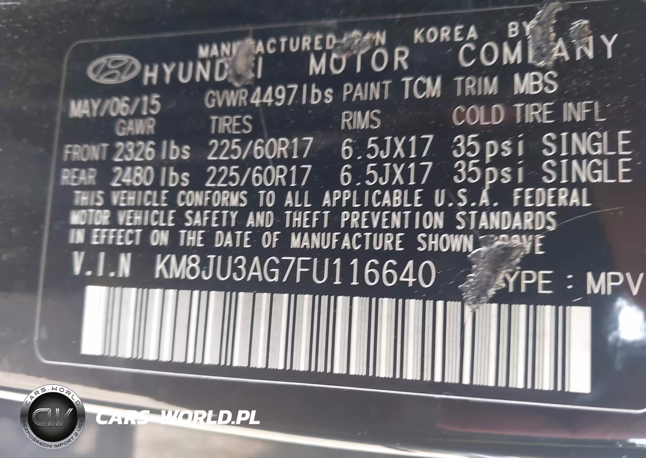 2015 Hyundai Tucson Se VIN:KM8JU3AG7FU116640 - 9