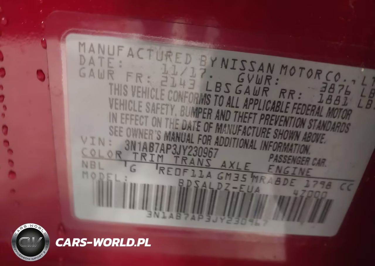 2018 Nissan Sentra Sv VIN:3N1AB7AP3JY230967 - 9