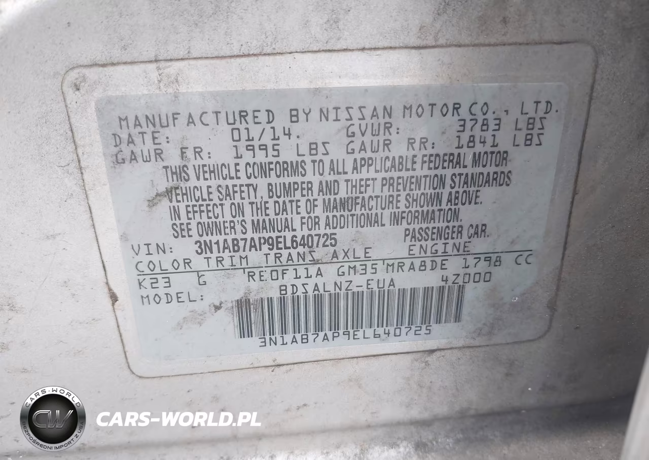 2014 Nissan Sentra Fe+ Sv VIN:3N1AB7AP9EL640725 - 9