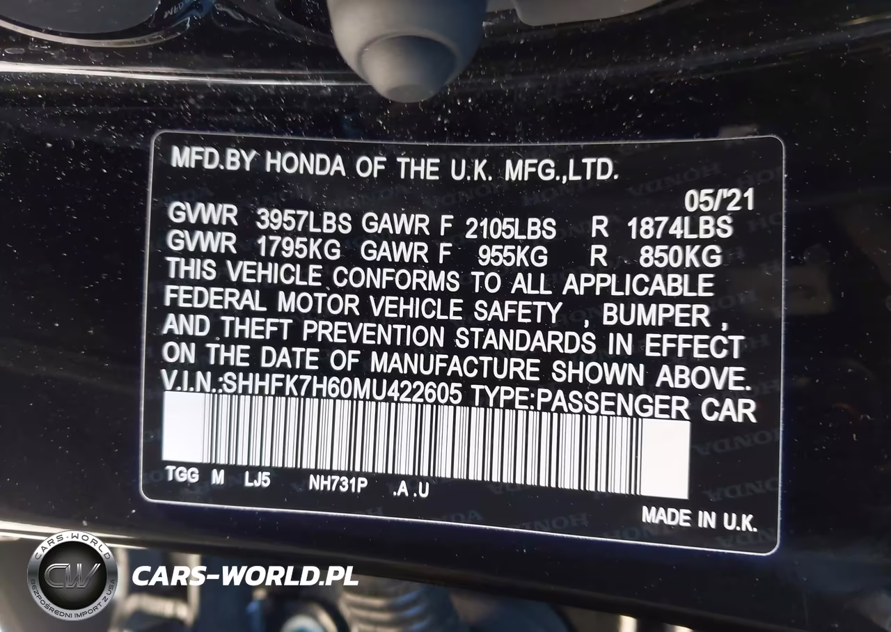 2021 Honda Civic Ex VIN:SHHFK7H60MU422605 - 9