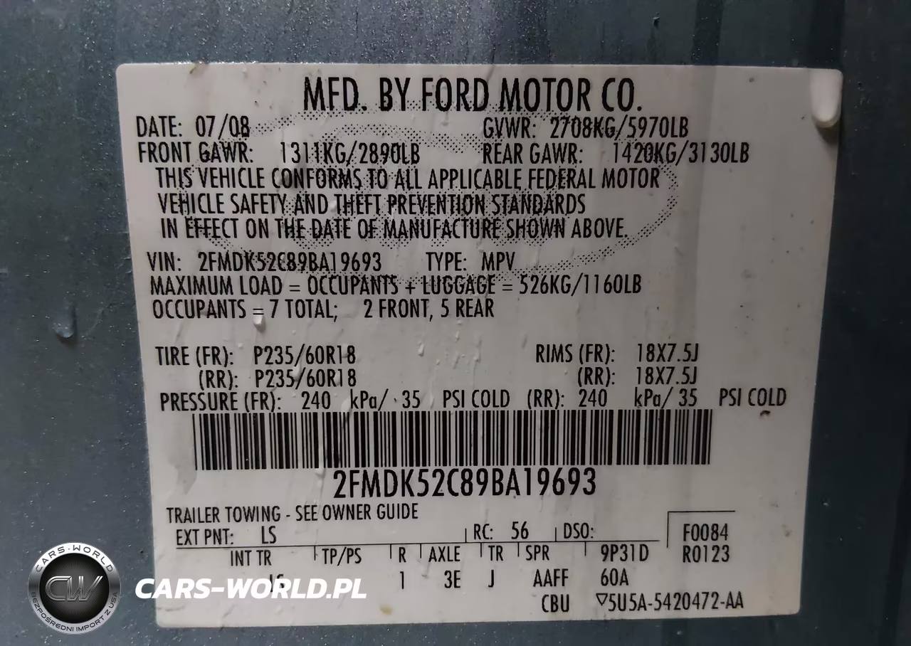 2009 Ford Flex Sel VIN:2FMDK52C89BA19693 - 9