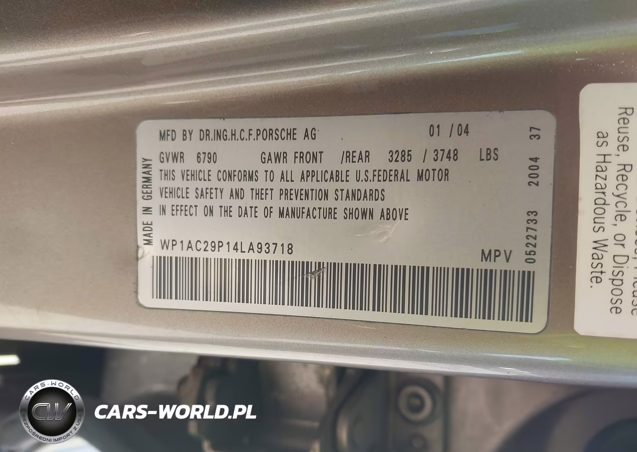 2004 Porsche Cayenne Turbo VIN:WP1AC29P14LA93718 - 9