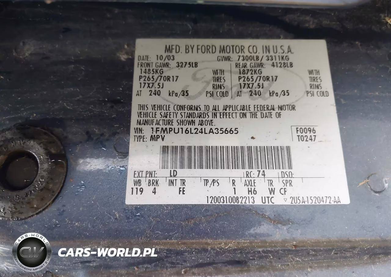 2004 Ford Expedition VIN:1FMPU16L24LA35665 - 9