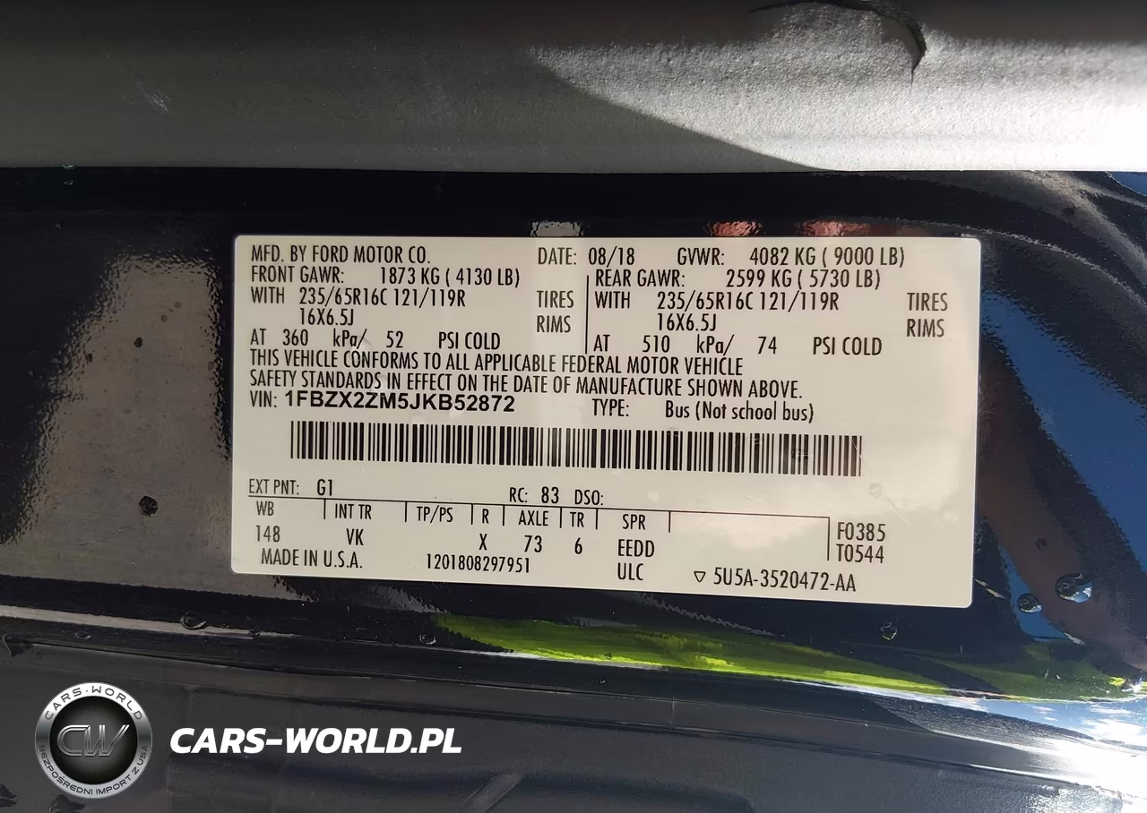 2018 Ford Transit-350 Xl VIN:1FBZX2ZM5JKB52872 - 9