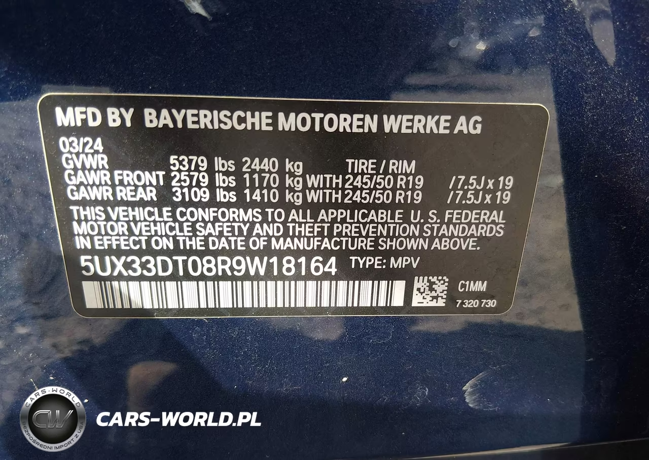 2024 BMW X4 xDrive30I VIN:5UX33DT08R9W18164 - 9