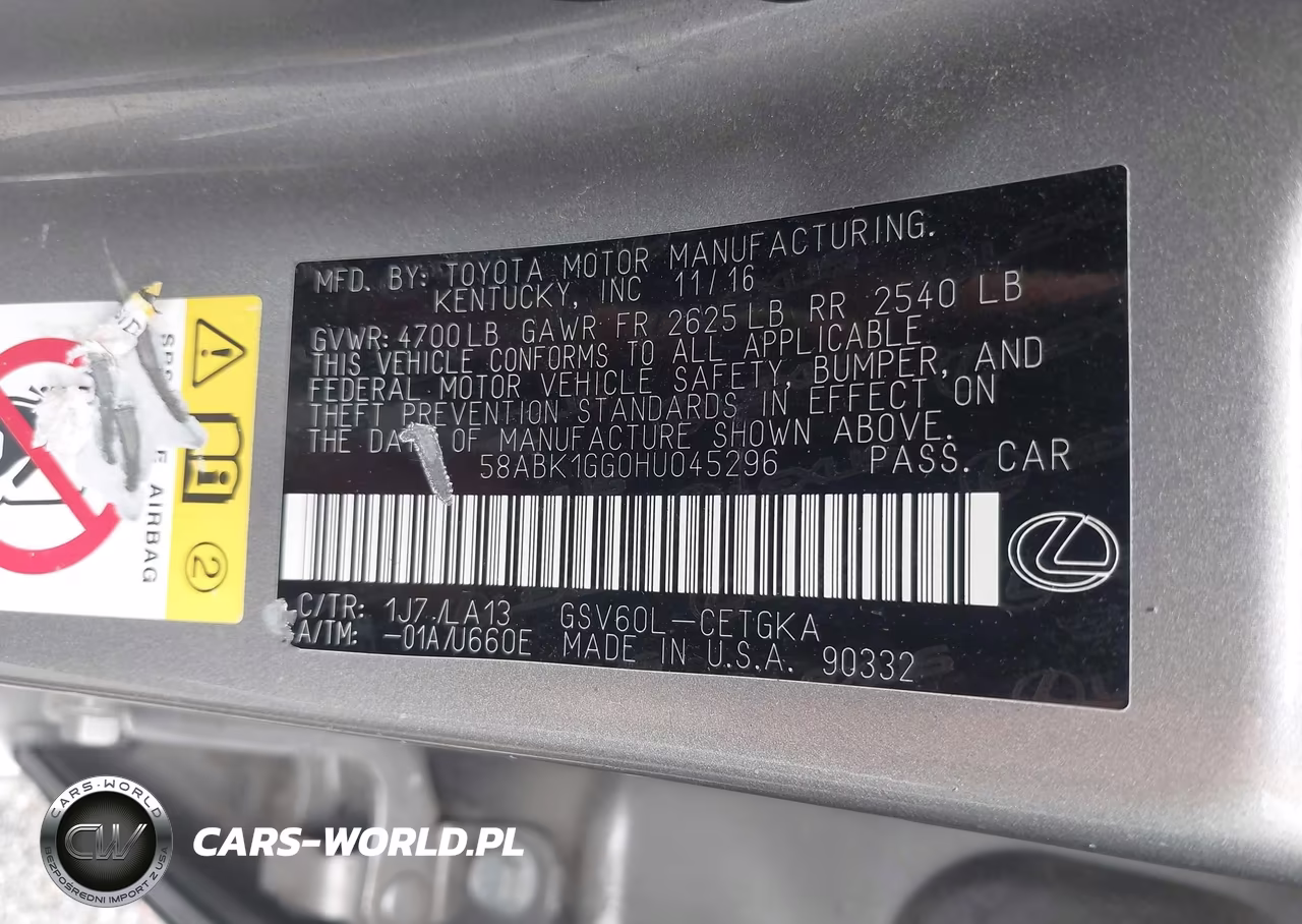 2017 Lexus Es 350 VIN:58ABK1GG0HU045296 - 9