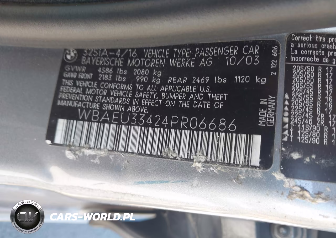 2004 BMW 325Xi VIN:WBAEU33424PR06686 - 9
