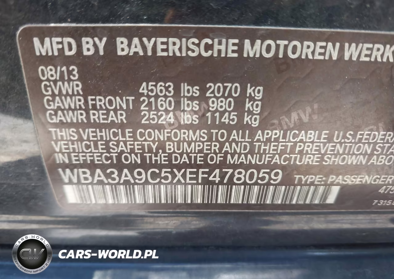 2014 BMW 335I VIN:WBA3A9C5XEF478059 - 9