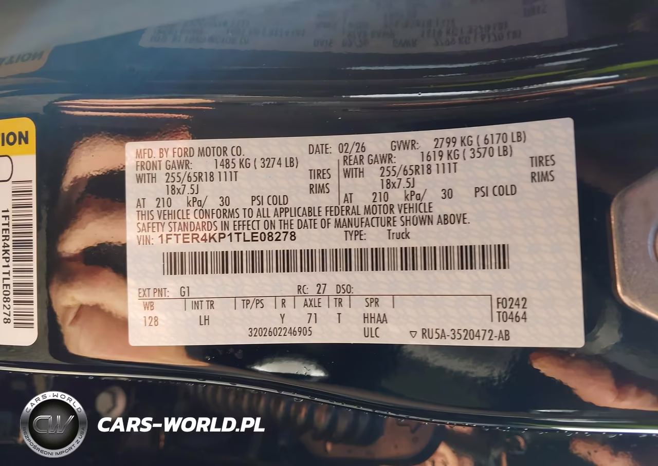 2026 Ford Ranger Lariat VIN:1FTER4KP1TLE08278 - 9