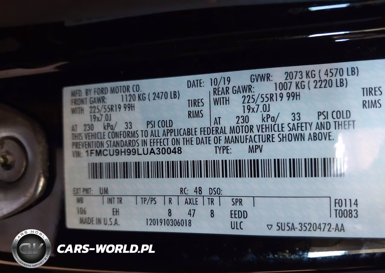 2020 Ford Escape Sel VIN:1FMCU9H99LUA30048 - 9