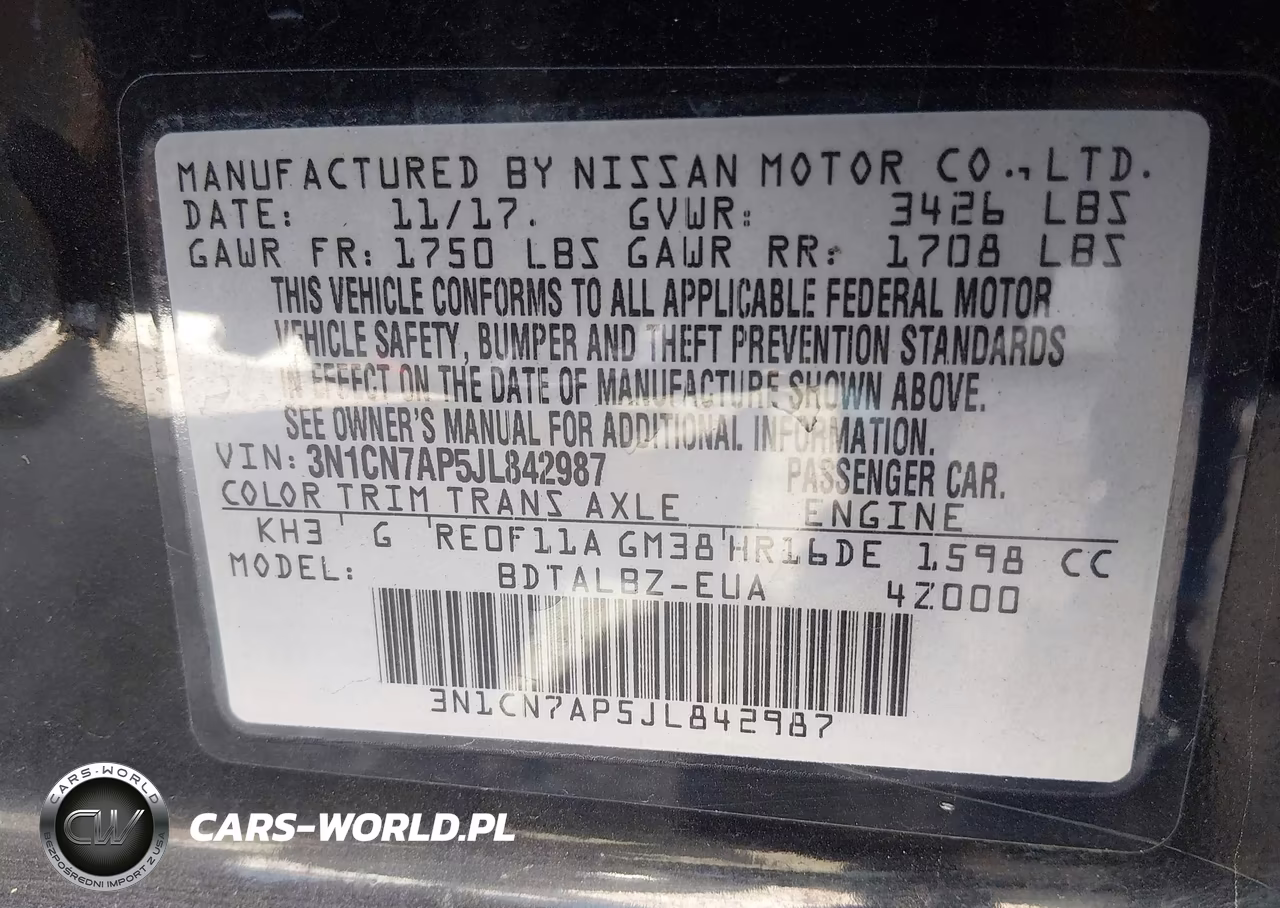 2018 Nissan Versa 1.6 Sv VIN:3N1CN7AP5JL842987 - 9