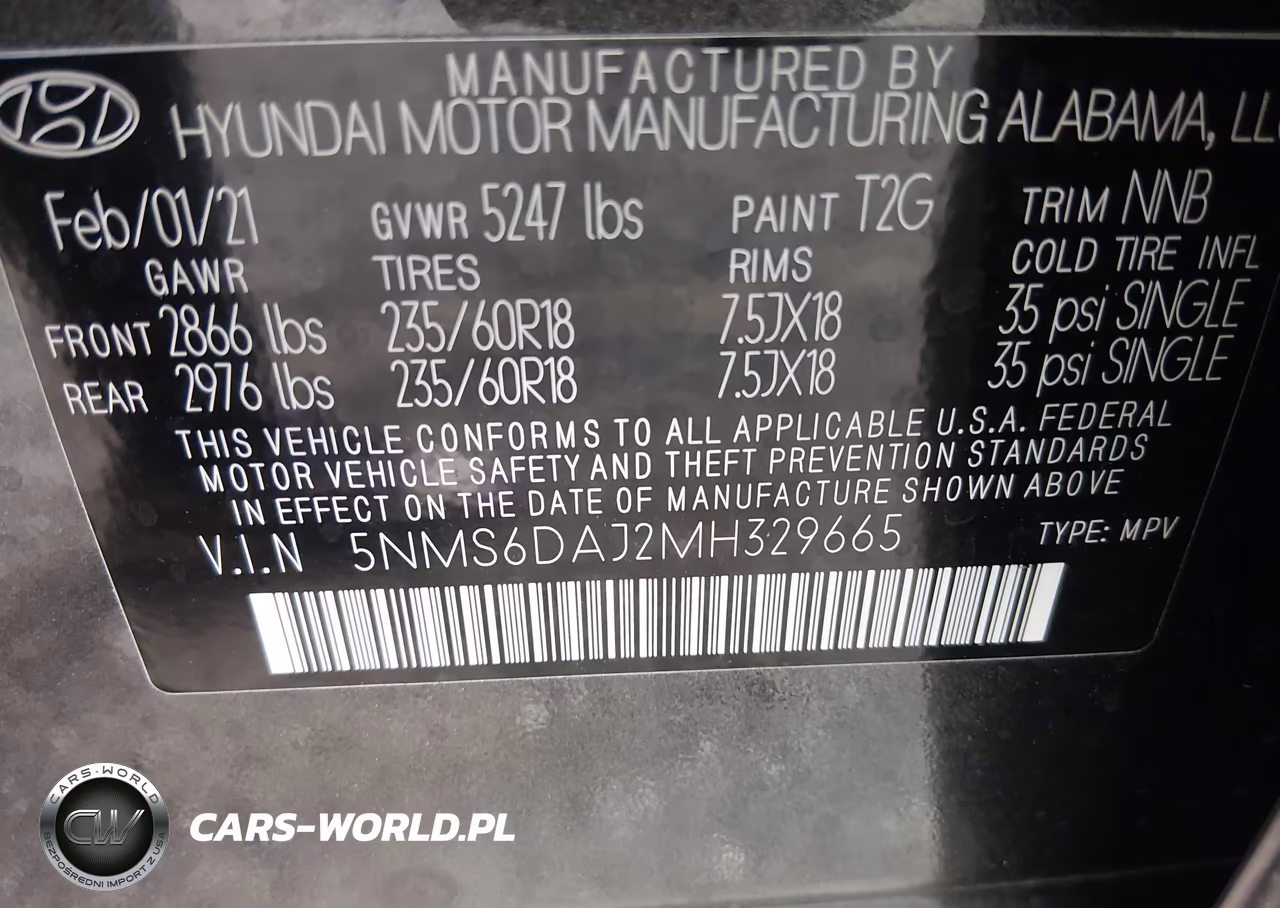 2021 Hyundai Santa Fe Sel VIN:5NMS6DAJ2MH329665 - 9