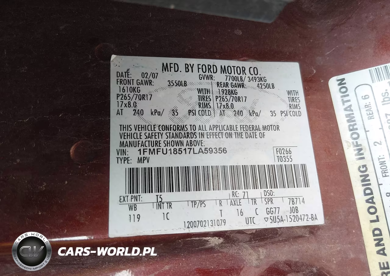 2007 Ford Expedition Eddie Bauer VIN:1FMFU18517LA59356 - 9