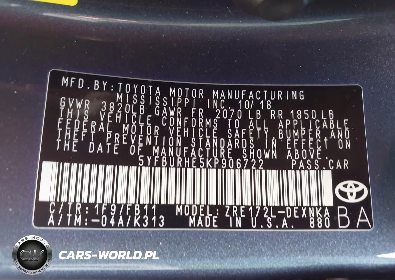 2019 Toyota Corolla Le VIN:5YFBURHE5KP906722 - 9