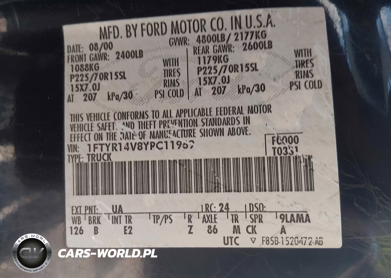 2000 Ford Ranger Xl-Xlt VIN:1FTYR14V8YPC11969 - 9