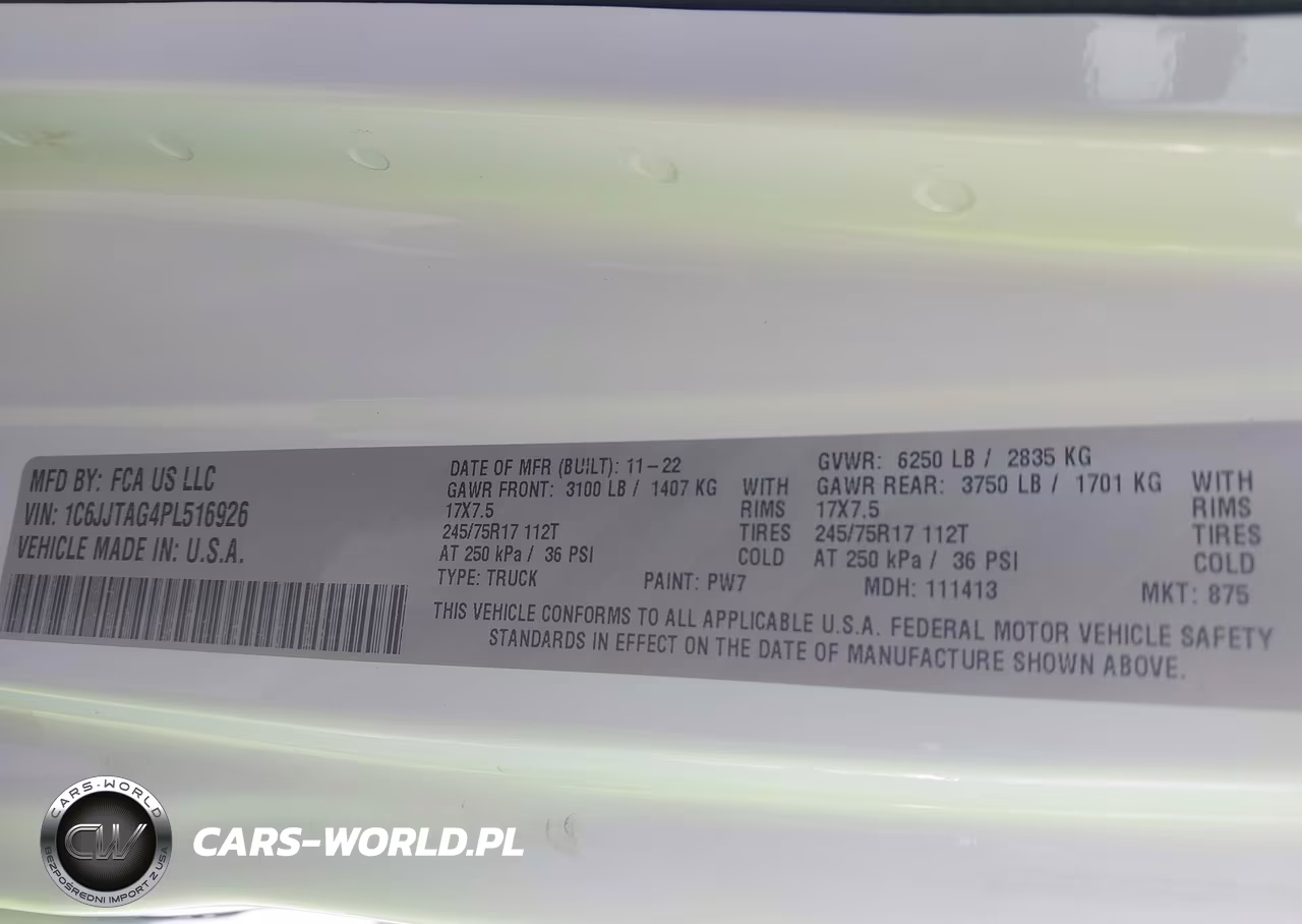 2023 Jeep Gladiator Sport S 4X4 VIN:1C6JJTAG4PL516926 - 9