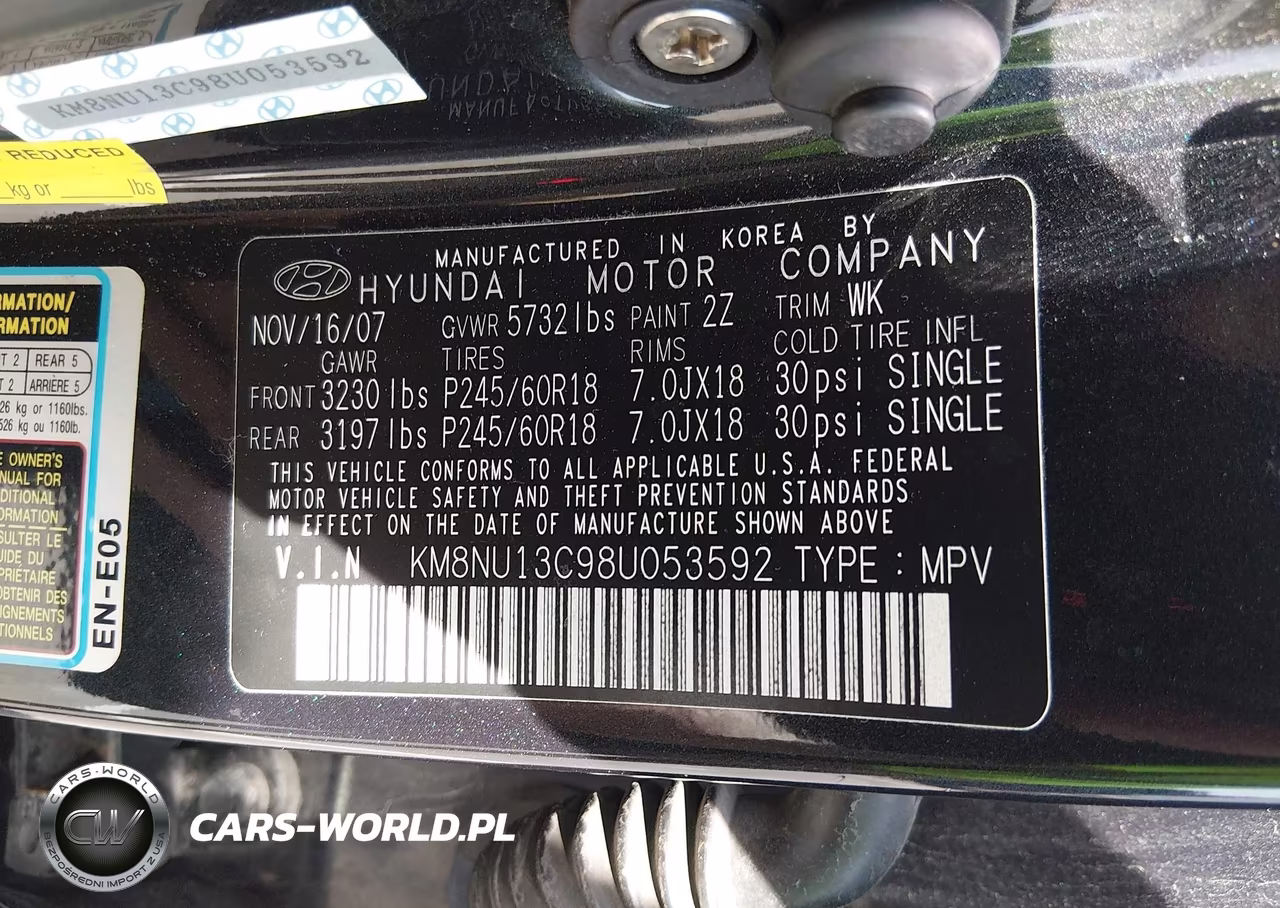 2008 Hyundai Veracruz Gls-Limited-Se VIN:KM8NU13C98U053592 - 9