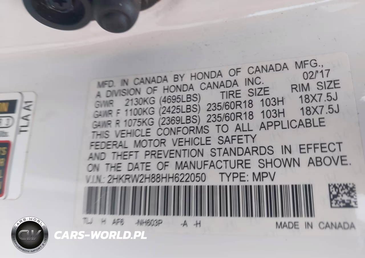 2017 Honda Cr-V Ex-L-Ex-L Navi VIN:2HKRW2H88HH622050 - 9