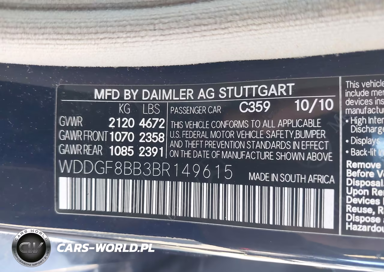 2011 Mercedes-Benz C 300 Luxury 4Matic VIN:WDDGF8BB3BR149615 - 9
