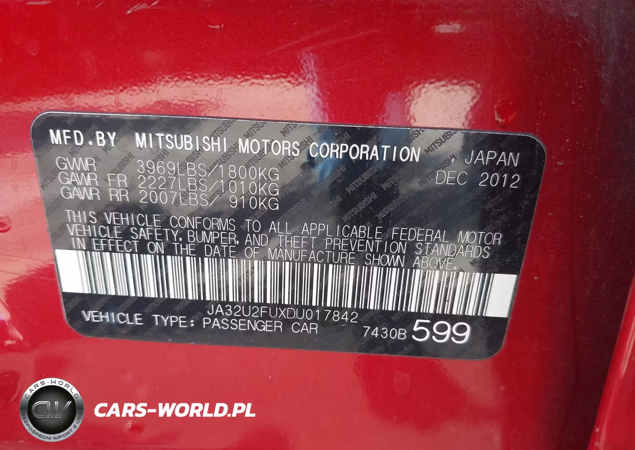 2013 Mitsubishi Lancer Es VIN:JA32U2FUXDU017842 - 9