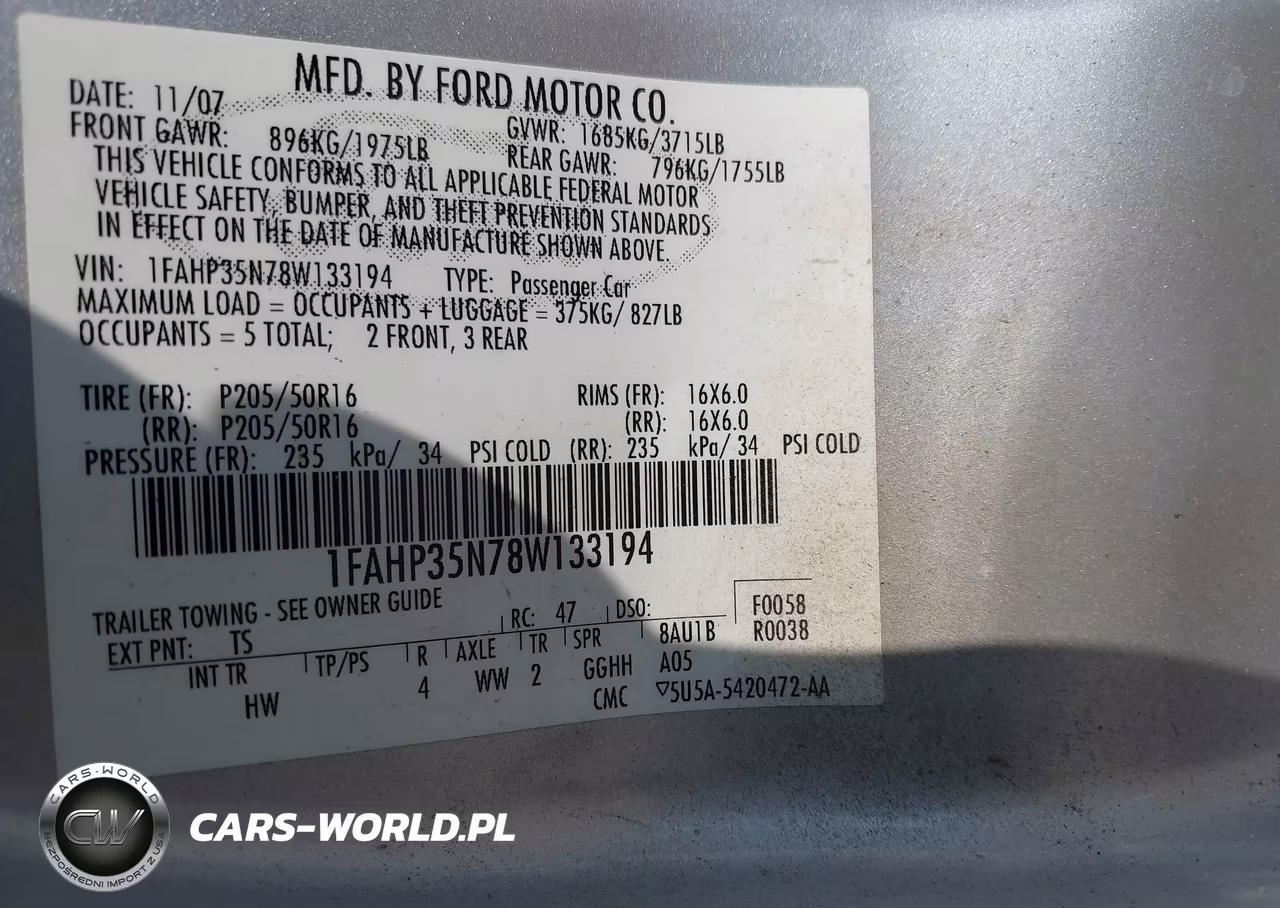 2008 Ford Focus Se-Ses VIN:1FAHP35N78W133194 - 9