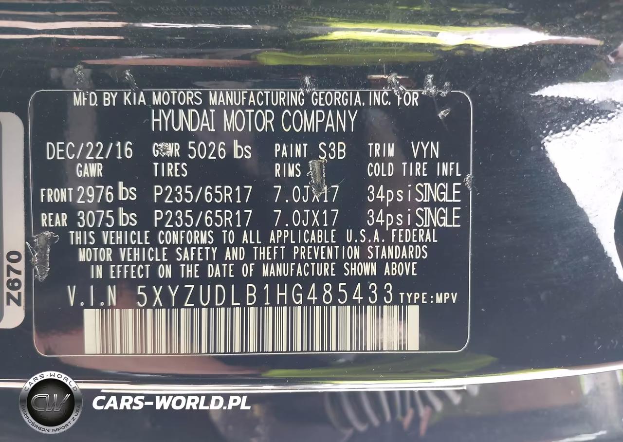 2017 Hyundai Santa Fe Sport 2.4L VIN:5XYZUDLB1HG485433 - 9
