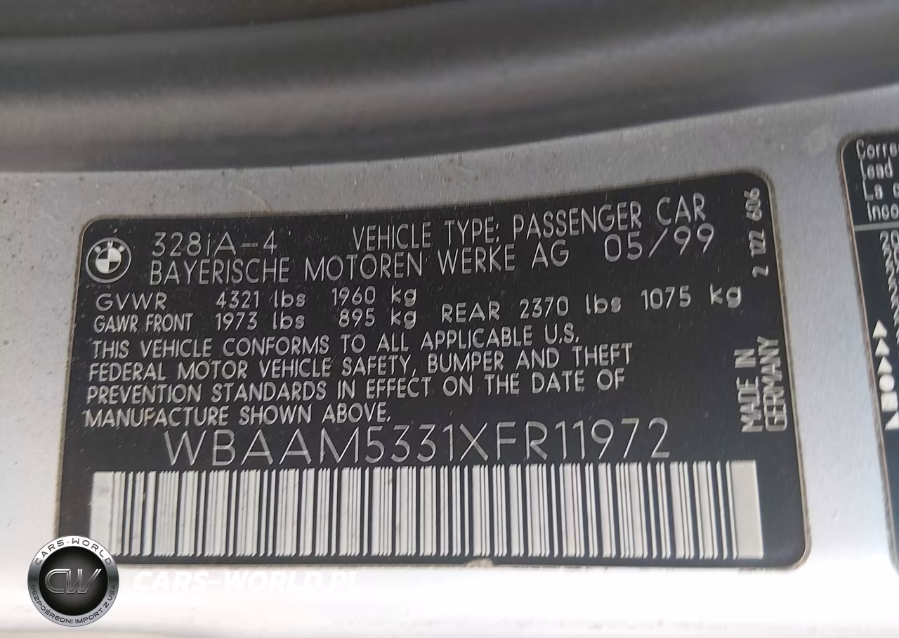1999 BMW 328I VIN:WBAAM5331XFR11972 - 9