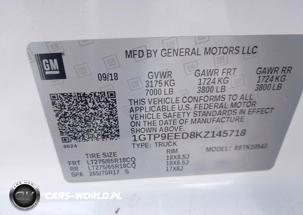 2019 GMC Sierra 1500 At4 VIN:1GTP9EED8KZ145718 - 9