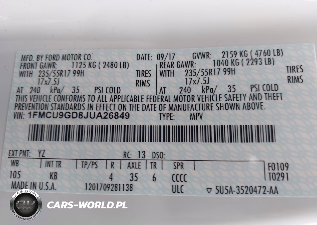 2018 Ford Escape Se VIN:1FMCU9GD8JUA26849 - 9