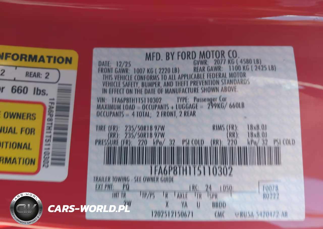 2026 Ford Mustang Ecoboost VIN:1FA6P8TH1T5110302 - 9