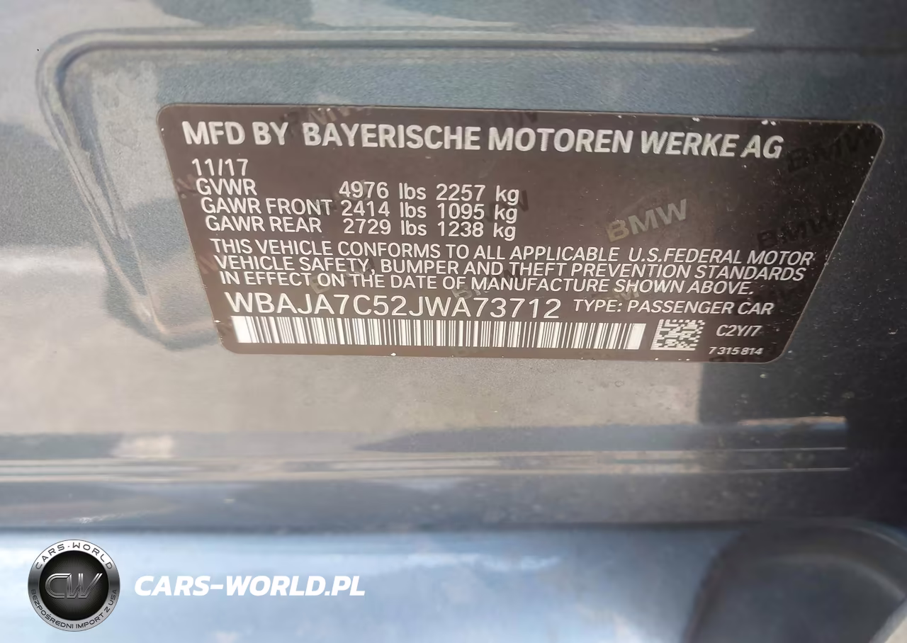 2018 BMW 530I xDrive VIN:WBAJA7C52JWA73712 - 9
