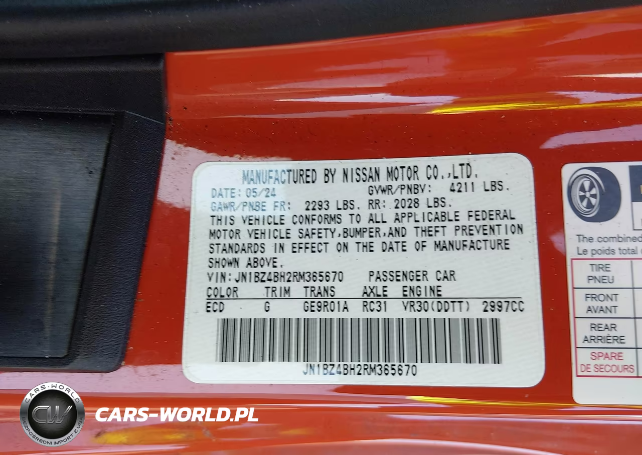 2024 Nissan Z Performance Auto VIN:JN1BZ4BH2RM365670 - 9