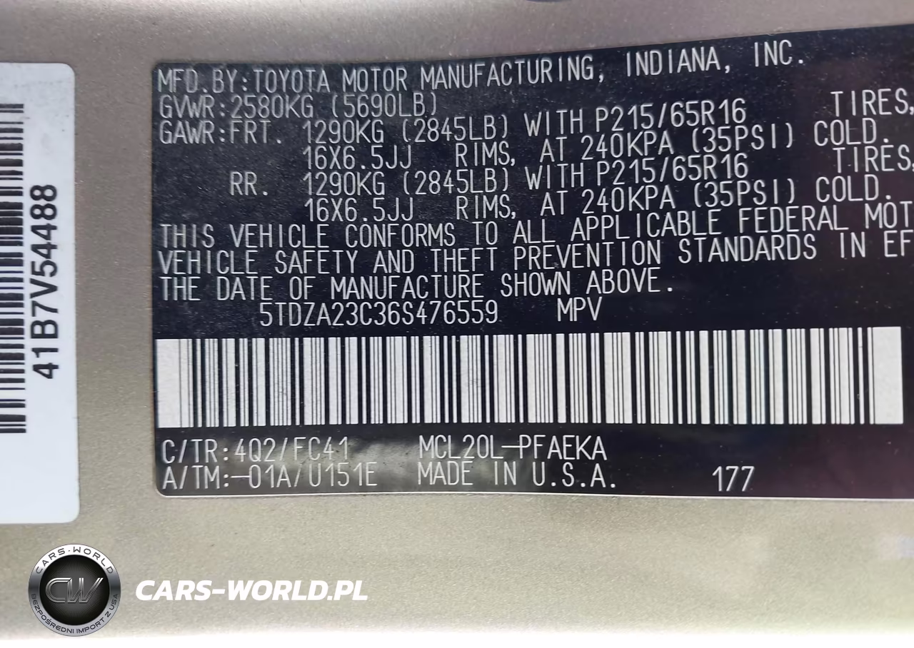 2006 Toyota Sienna Le VIN:5TDZA23C36S476559 - 9
