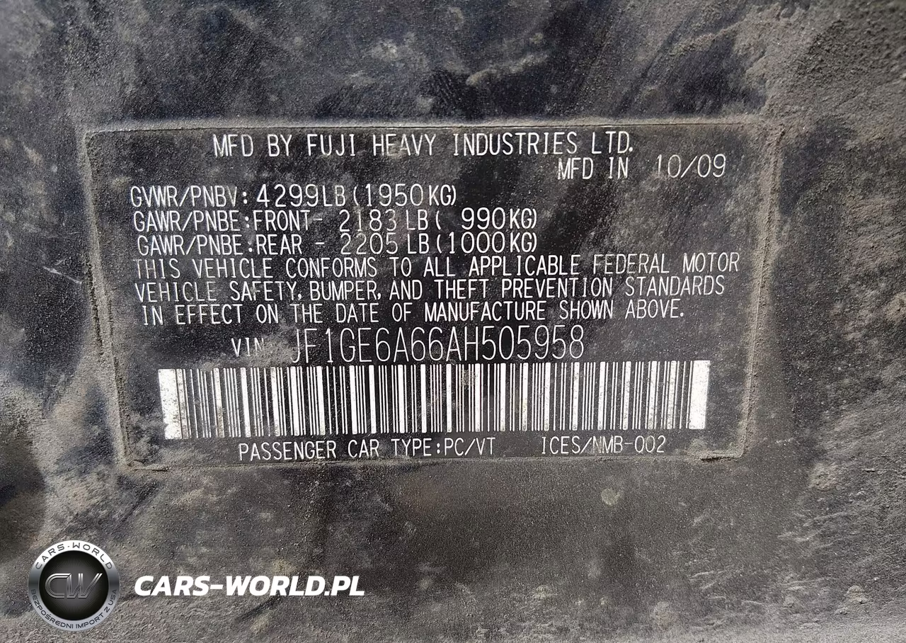 2010 Subaru Impreza 2.5I VIN:JF1GE6A66AH505958 - 9