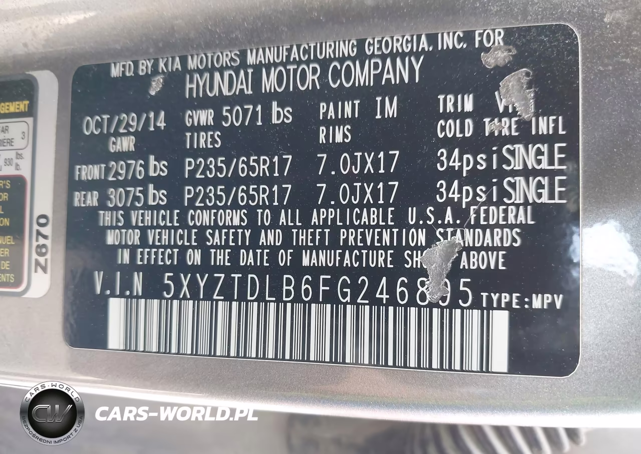 2015 Hyundai Santa Fe Sport 2.4L VIN:5XYZTDLB6FG246895 - 9